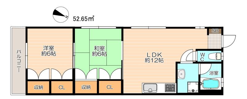 GREENWOOD新宮(2LDK/3階)の間取り写真