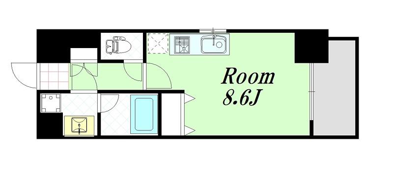 S-RESIDENCE福島LUXE(1K/8階)の間取り写真