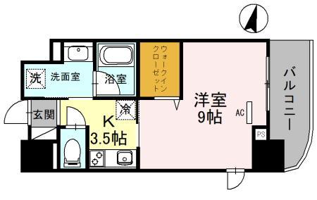 エトワール尼崎(1K/4階)の間取り写真