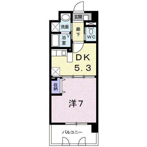 シャンテ(1DK/3階)の間取り写真