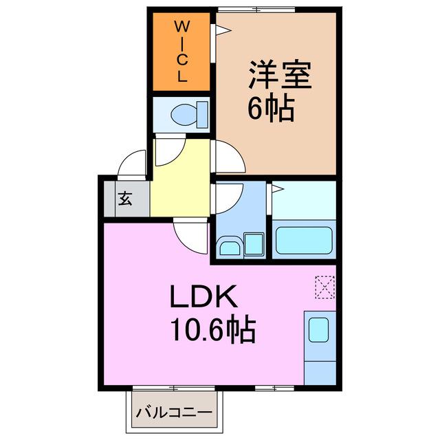 レザンコートA棟・B棟(1LDK/2階)の間取り写真