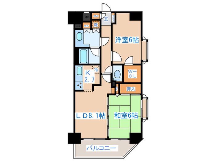 日神パレステージ東新宿イーストフォート(2LDK/7階)の間取り写真
