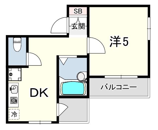 アメニティ東神戸(1DK/2階)の間取り写真