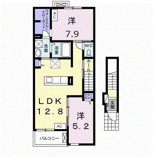 ラ カーサ ヴェオレI(2LDK/2階)の間取り写真