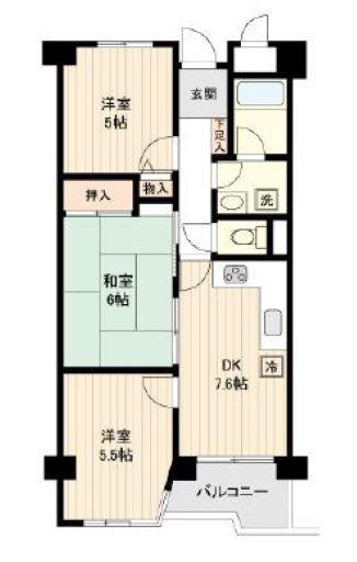 ファーストパレス与野本町(3DK/2階)の間取り写真
