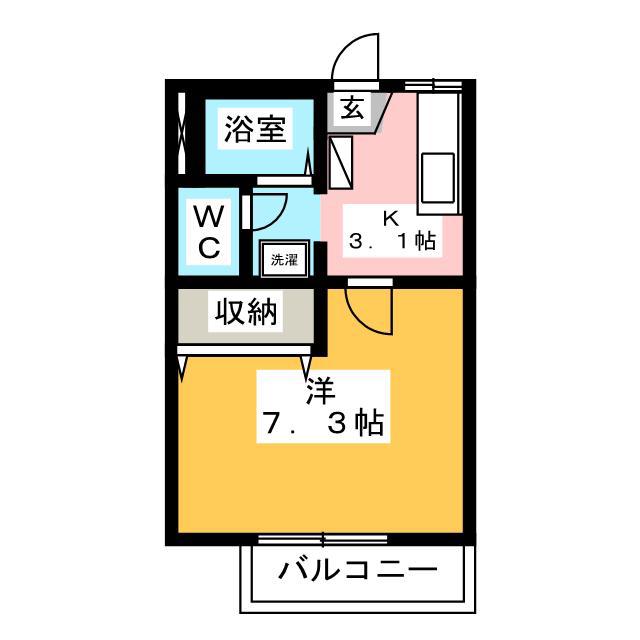 フレグランス舟久保B(1K/1階)の間取り写真