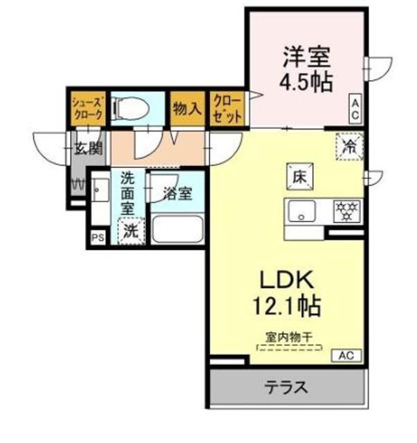 イヴレーア橋本(1LDK/3階)の間取り写真