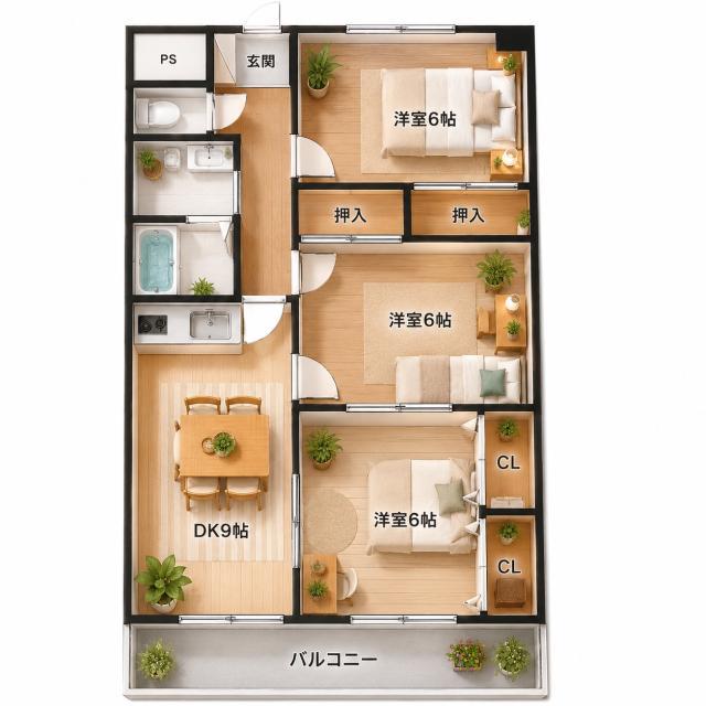 アドヴァンス(3DK/2階)の間取り写真