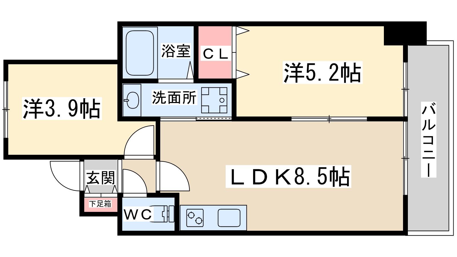 エスフォート福島ラルーナ(1SLDK/8階)の間取り写真