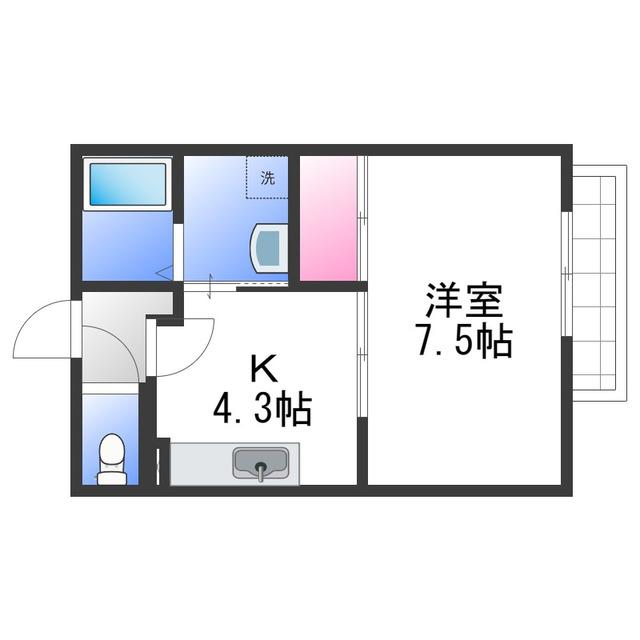 ハイツディオ(1K/2階)の間取り写真