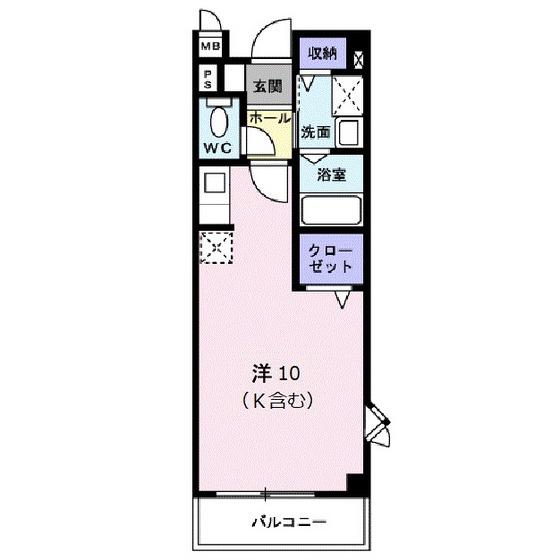 アヴニールS(ワンルーム/2階)の間取り写真