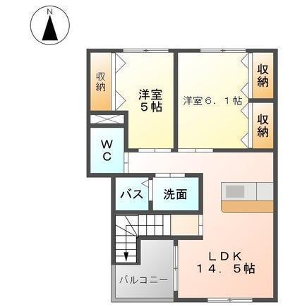 ユニヴァリィ イノバル(2LDK/2階)の間取り写真
