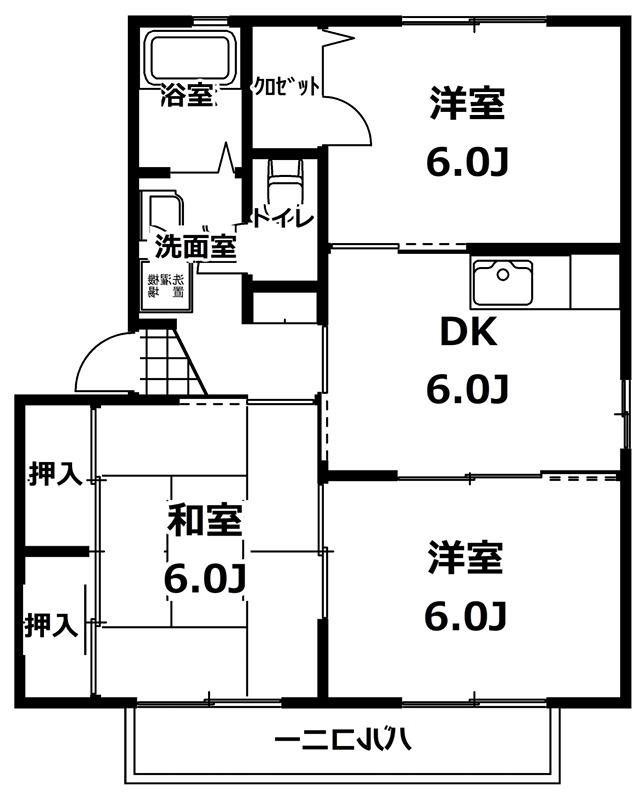 ベルデュールB(3DK/2階)の間取り写真