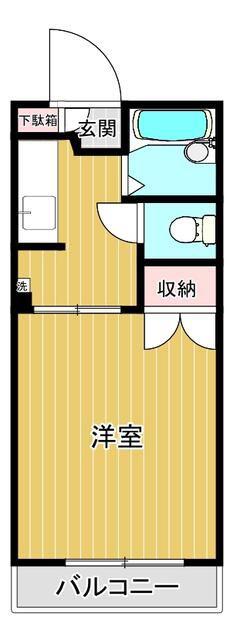 シャルマン越谷B(1K/1階)の間取り写真