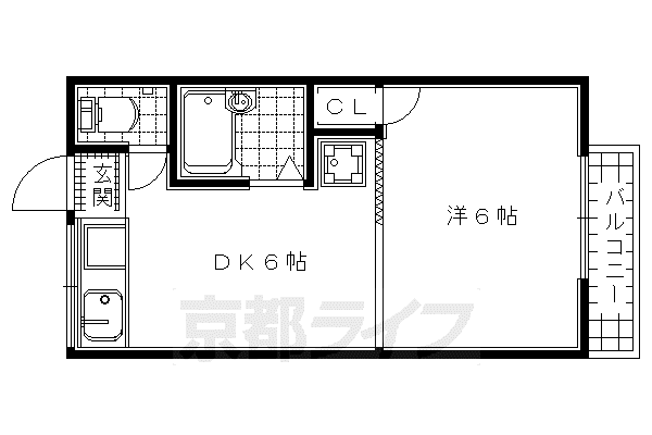 ジュネスナゴミ(1DK/3階)の間取り写真