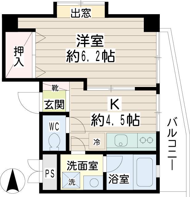 シャルム潮田(1K/2階)の間取り写真