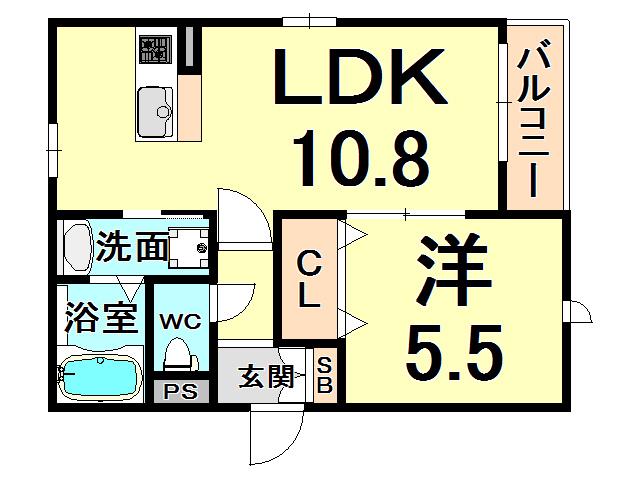 ル・トレフル(1LDK/1階)の間取り写真