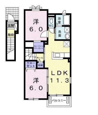 フランブリーズIII(2LDK/2階)の間取り写真