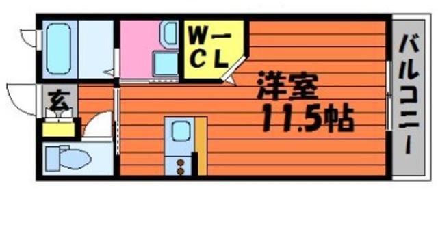 プレインパインA棟(ワンルーム/2階)の間取り写真