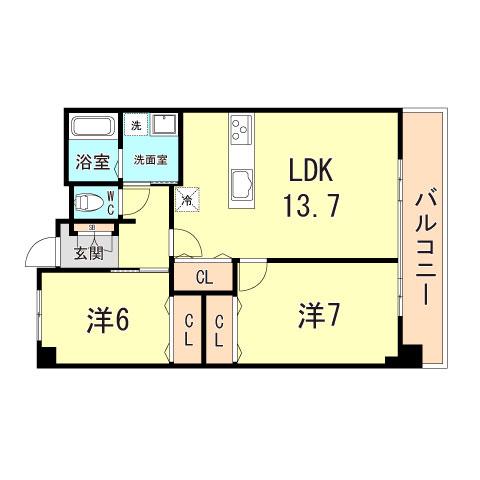 グレースコート西宮1・2(2LDK/6階)の間取り写真