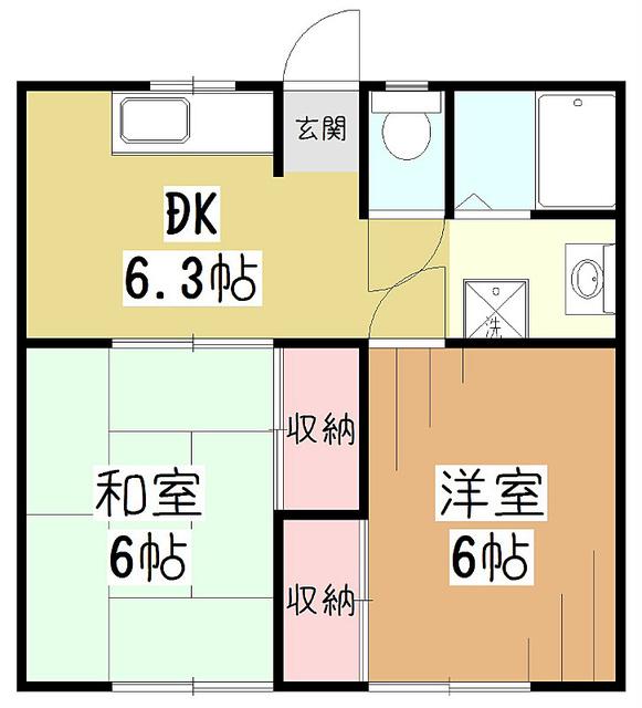 久米川グリーンハイツ(2DK/1階)の間取り写真