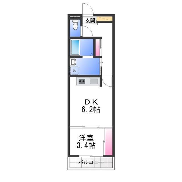 SMITH堺(1DK/1階)の間取り写真