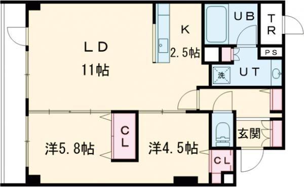 函館MARKS THE TOWER(2LDK/10階)の間取り写真