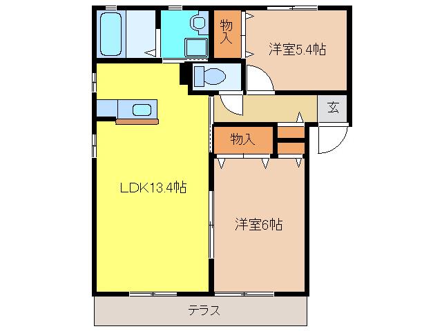 シャーメゾン ヴェルデ(2LDK/1階)の間取り写真