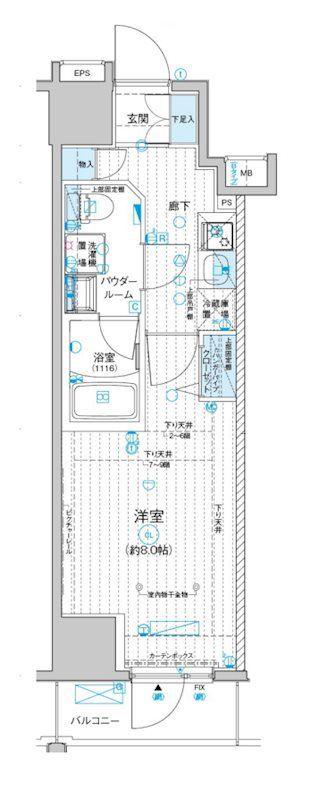メインステージ入谷IV(1K/8階)の間取り写真