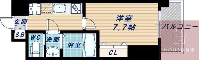 LUXE新大阪II(1K/8階)の間取り写真