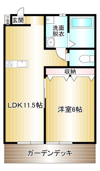 ショコラティ枝国(1LDK/1階)の間取り写真