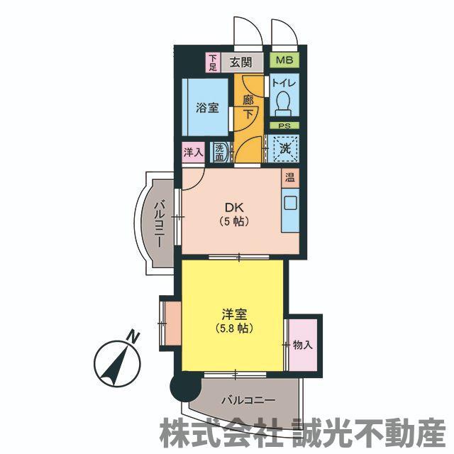 キトミ壱番館(1DK/5階)の間取り写真