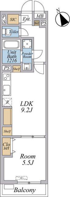 リブリ・西台(1LDK/2階)の間取り写真