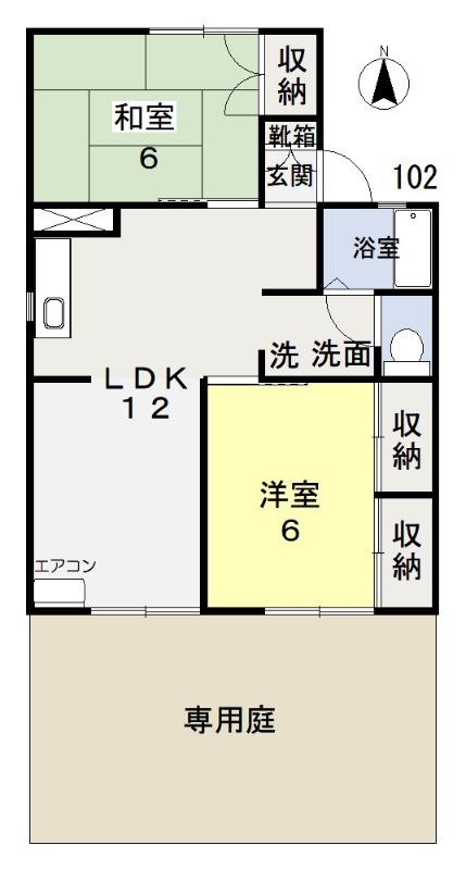 リベルテひらたB棟(2LDK/1階)の間取り写真