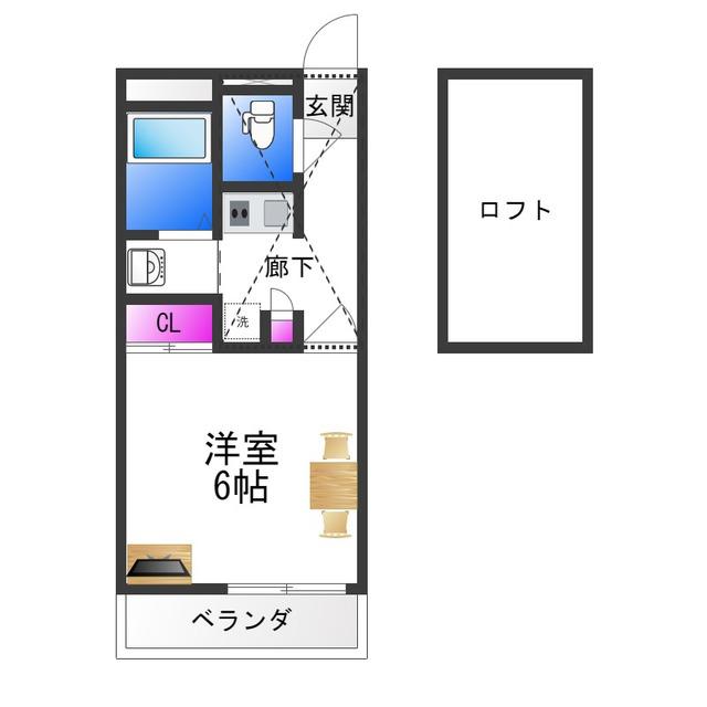 レオパレスアルモニI(1K/3階)の間取り写真