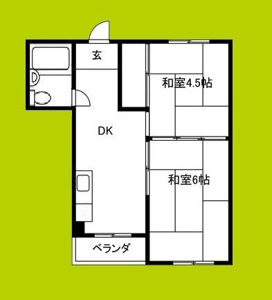 プレジール中野(2DK/2階)の間取り写真