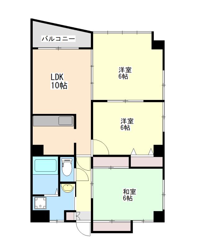 イモーレ中央駅(3LDK/3階)の間取り写真