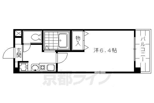 グランドパレス御池衣棚(1K/4階)の間取り写真