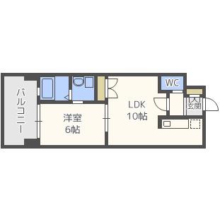 レジディア薬院大通(1LDK/12階)の間取り写真