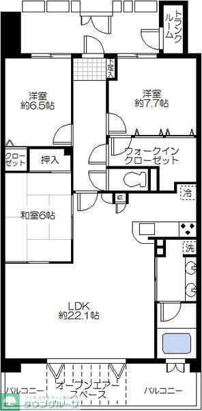 レイディアントシティ横濱 カルティエ11(3LDK/6階)の間取り写真