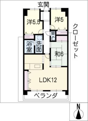 ダイナース御幸弐番館 801号(3LDK/8階)の間取り写真
