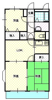 マンションエトワール(3LDK/2階)の間取り写真