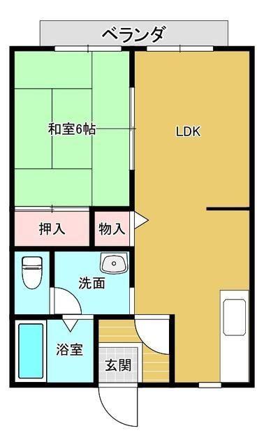 サンライフ加須B棟(1LDK/2階)の間取り写真