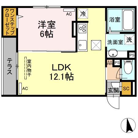 アモール(1LDK/1階)の間取り写真