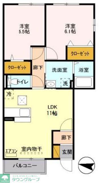 アメニティーハウスⅡ(2LDK/1階)の間取り写真
