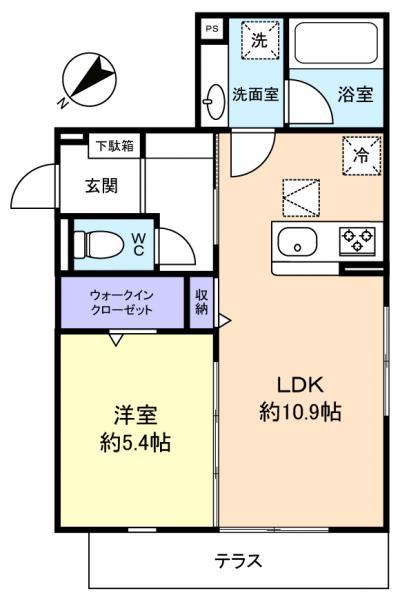 D-MARRONNIER(1LDK/1階)の間取り写真