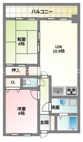 グレイシィーケイワイ(2LDK/4階)の間取り写真