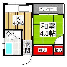 MMコーポ(1DK/2階)の間取り写真