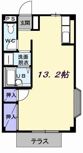あうんハイツ(ワンルーム/1階)の間取り写真