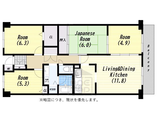 千里中央パークヒルズB棟(4LDK/11階)の間取り写真
